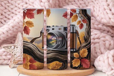 Vintage Camera Fall 20oz Tumbler Wrap Sublimation DesignSVG 