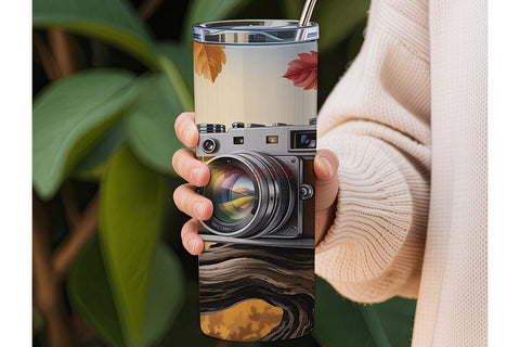 Vintage Camera Fall 20oz Tumbler Wrap Sublimation DesignSVG 