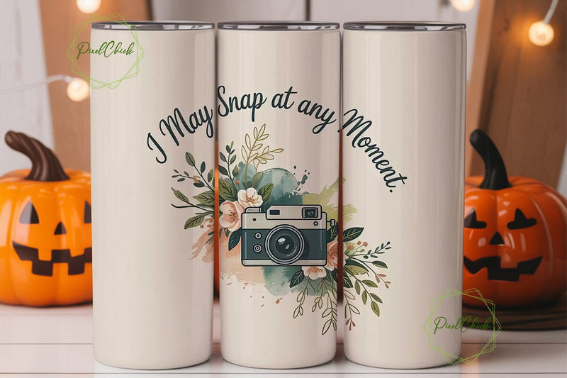Vintage Camera & Flowers 20oz Tumbler Sublimation PixelChick 