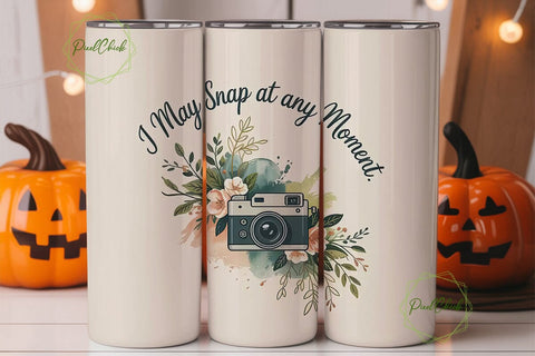 Vintage Camera & Flowers 20oz Tumbler Sublimation PixelChick 