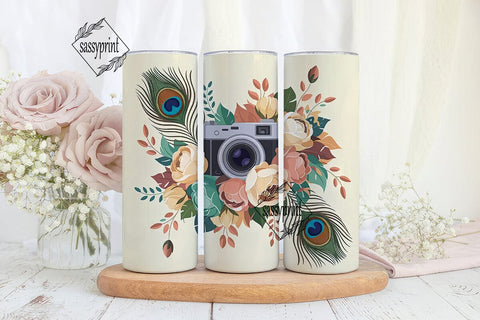 Vintage Camera & Flowers 20oz Tumbler Sublimation sassyprint 