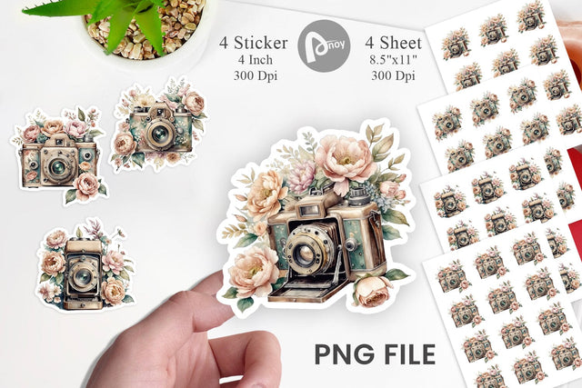Vintage Camera Sticker Sublimation artnoy 