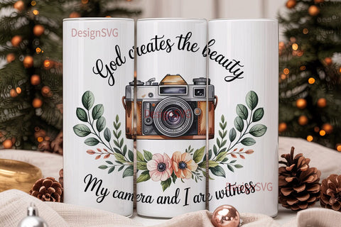 Vintage Camera Tumbler Wrap Sublimation DesignSVG 