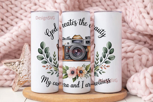 Vintage Camera Tumbler Wrap Sublimation DesignSVG 