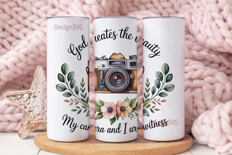Vintage Camera Tumbler Wrap Sublimation DesignSVG 