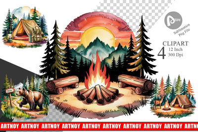 Vintage Camping Vibes Clipart Sublimation artnoy 