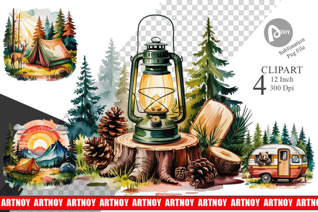 Vintage Camping Vibes Clipart Sublimation artnoy 