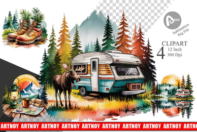 Vintage Camping Vibes Clipart Sublimation artnoy 