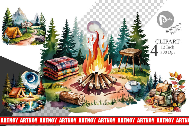 Vintage Camping Vibes Clipart Sublimation artnoy 