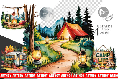 Vintage Camping Vibes Clipart Sublimation artnoy 