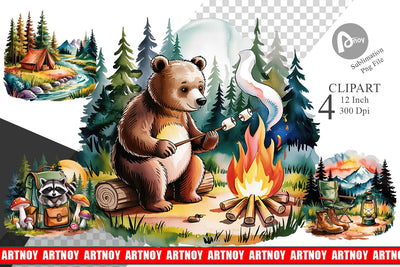Vintage Camping Vibes Clipart Sublimation artnoy 