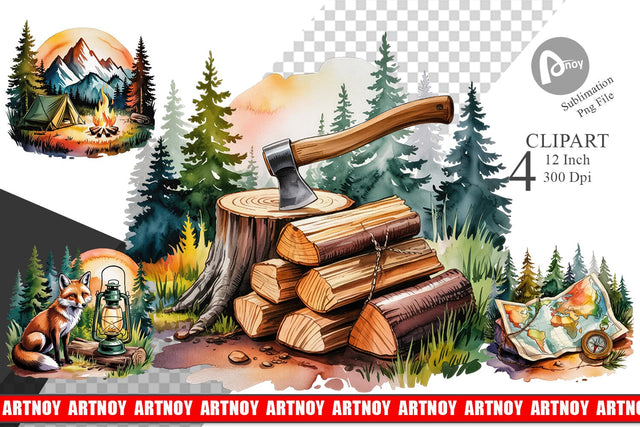 Vintage Camping Vibes Clipart Sublimation artnoy 