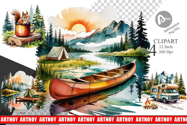 Vintage Camping Vibes Clipart Sublimation artnoy 