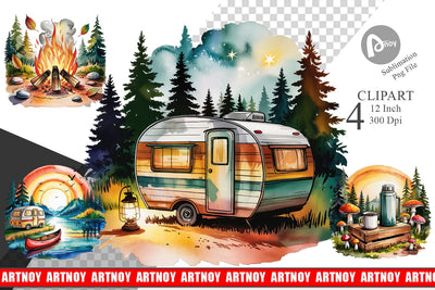 Vintage Camping Vibes Clipart Sublimation artnoy 