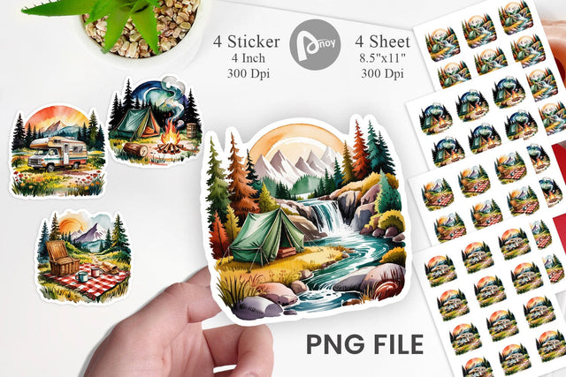 Vintage Camping Vibes Sticker Sublimation artnoy 