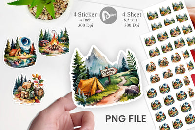 Vintage Camping Vibes Sticker Sublimation artnoy 