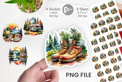 Vintage Camping Vibes Sticker Sublimation artnoy 
