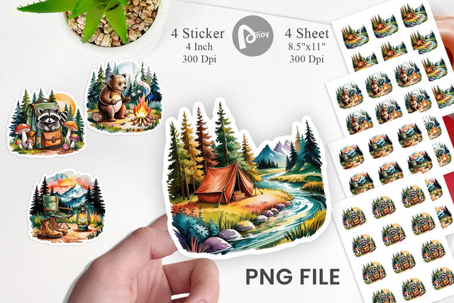 Vintage Camping Vibes Sticker Sublimation artnoy 
