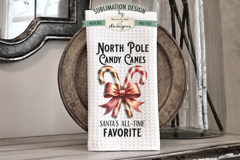 Vintage Candy Canes Christmas Kitchen Towel Sublimation PNG Sublimation Ewe-N-Me Designs 