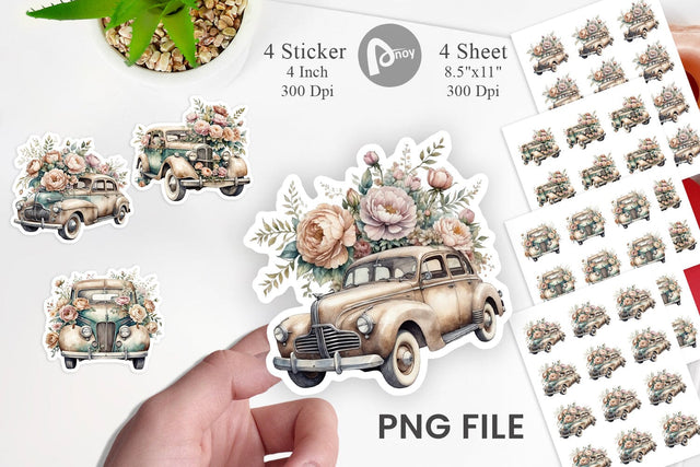 Vintage Car Sticker Sublimation artnoy 