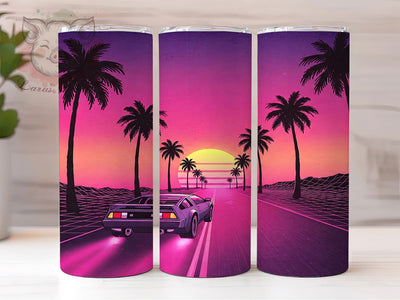 Vintage Car Sunset 20oz Classic Tumbler, Vintage Car Design, Sunset Tumbler, Sublimation Wrap, 20oz Tumbler, Classic Car Gift, Americana Drinkware, Retro Car Sublimation Lara' s Designs 