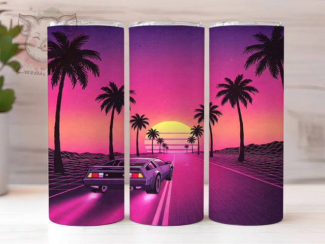 Vintage Car Sunset 20oz Classic Tumbler, Vintage Car Design, Sunset Tumbler, Sublimation Wrap, 20oz Tumbler, Classic Car Gift, Americana Drinkware, Retro Car Sublimation Lara' s Designs 