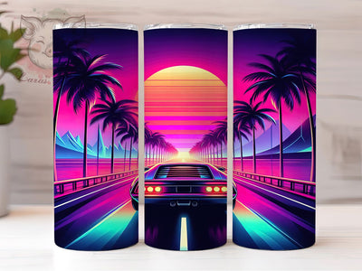 Vintage Car Sunset 20oz Classic Tumbler, Vintage Car Design, Sunset Tumbler, Sublimation Wrap, 20oz Tumbler, Classic Car Gift, Americana Drinkware, Retro Car Sublimation Lara' s Designs 
