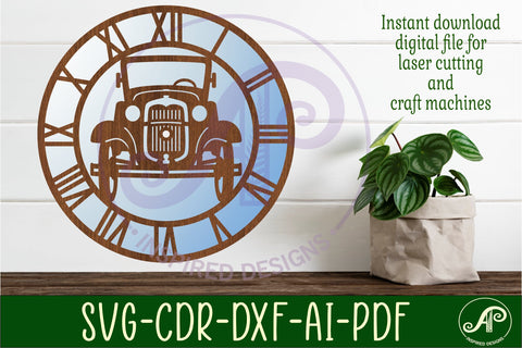 Vintage car wall clock laser cut files, SVG file. SVG APInspireddesigns 