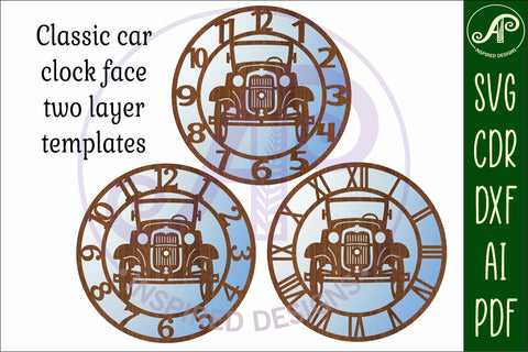 Vintage car wall clock laser cut files, SVG file. SVG APInspireddesigns 