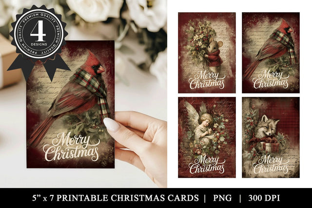 Vintage Cardinal Christmas Cards Sublimation BijouBay 