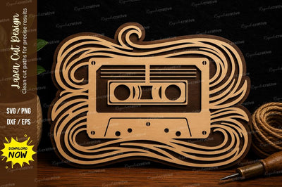 Vintage Cassette Music Frame Laser Cut SVG File SVG Regulrcrative 