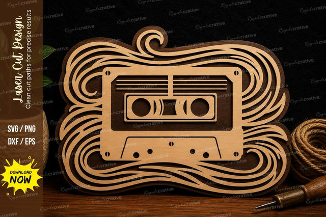 Vintage Cassette Music Frame Laser Cut SVG File SVG Regulrcrative 