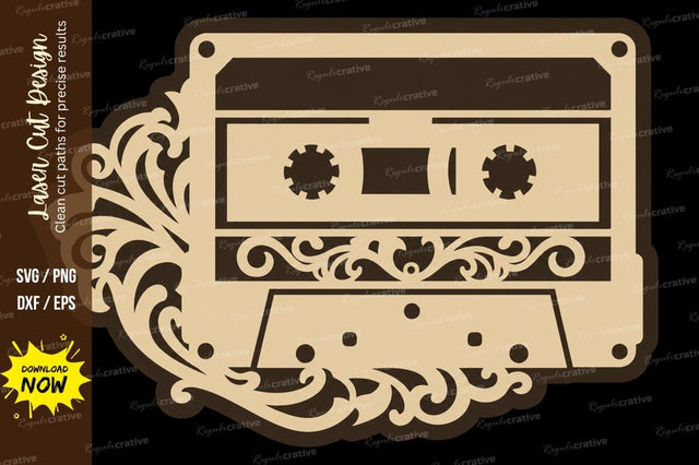 Vintage Cassette Tape Frame Laser Cut SVG File SVG Regulrcrative 