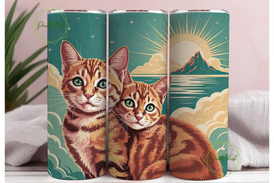 Vintage Cat in Clouds Tumbler Wrap Sublimation PixelChick 