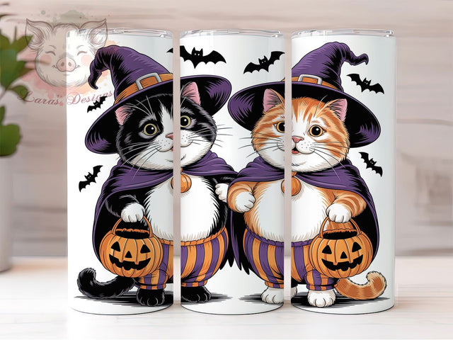 Vintage Cat Retro Spooky Halloween Tumbler, Halloween Tumbler, Cute Kitty, Retro Wrap, Spooky Design, Sublimation Cup, 20Oz Tumbler Sublimation Lara' s Designs 