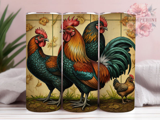 Vintage Chicken Farmhouse Country 20oz Tumbler Wrap, Country Style Gift, Rustic Farm Art, Chicken Lover Gift, Sublimation Design Sublimation Li Zamperini 