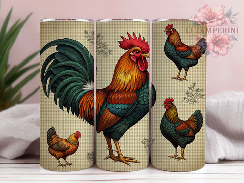 Vintage Chicken Farmhouse Country 20oz Tumbler Wrap, Country Style Gift, Rustic Farm Art, Chicken Lover Gift, Sublimation Design Sublimation Li Zamperini 
