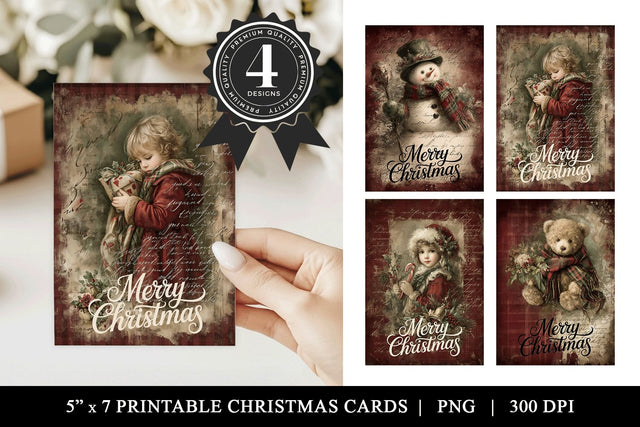 Vintage Children Christmas Cards Sublimation BijouBay 