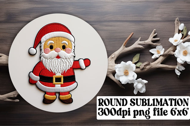 Vintage Christmas 3D Embroidered Holiday Circle Keychain Coaster Sublimation afrosvg 