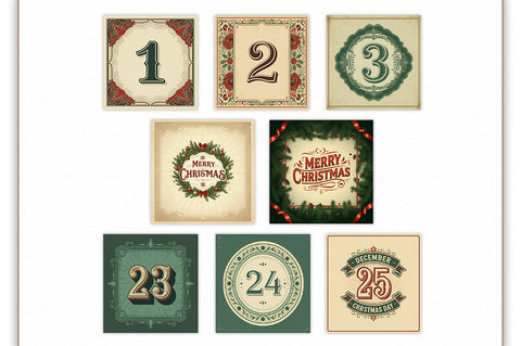 Vintage Christmas Advent Calendar Sublimation Bundle Sublimation Shetara Begum 