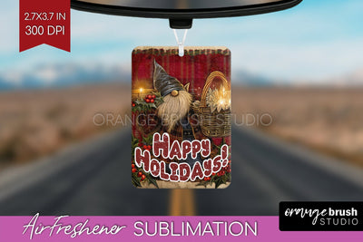 Vintage Christmas Air Freshener PNG - Xmas Car Freshener Sublimation OrangeBrushStudio 