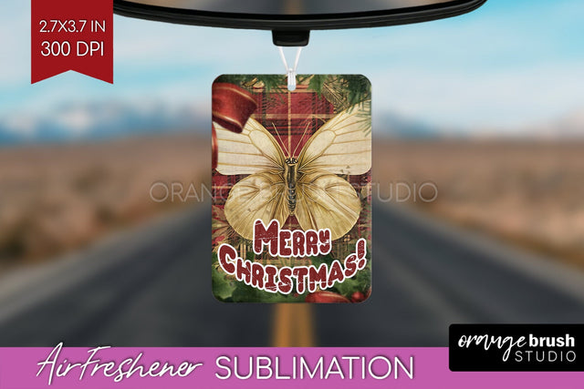 Vintage Christmas Air Freshener PNG - Xmas Car Freshener Sublimation OrangeBrushStudio 