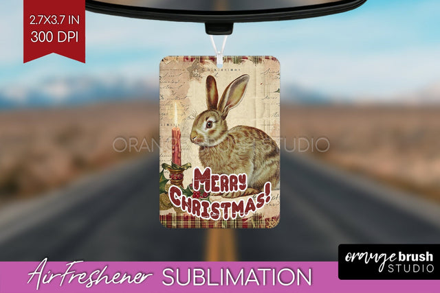 Vintage Christmas Air Freshener PNG - Xmas Car Freshener Sublimation OrangeBrushStudio 