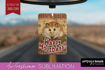 Vintage Christmas Air Freshener PNG - Xmas Car Freshener Sublimation OrangeBrushStudio 