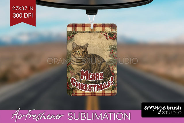 Vintage Christmas Air Freshener PNG - Xmas Car Freshener Sublimation OrangeBrushStudio 