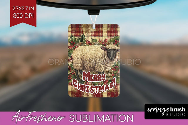Vintage Christmas Air Freshener PNG - Xmas Car Freshener Sublimation OrangeBrushStudio 