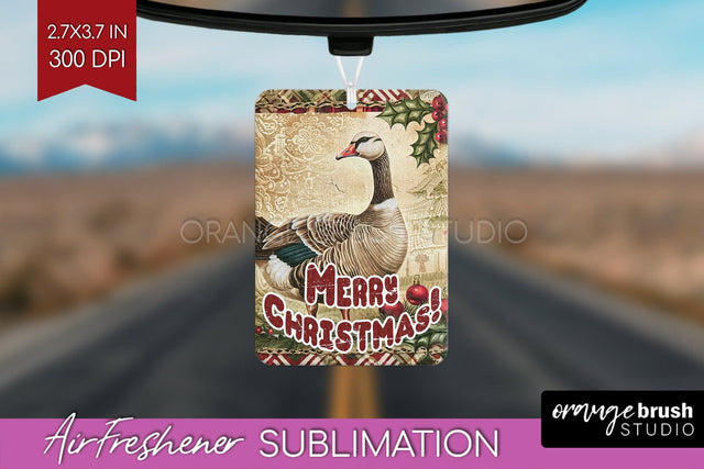 Vintage Christmas Air Freshener PNG - Xmas Car Freshener Sublimation OrangeBrushStudio 