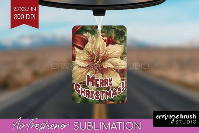 Vintage Christmas Air Freshener PNG - Xmas Car Freshener Sublimation OrangeBrushStudio 