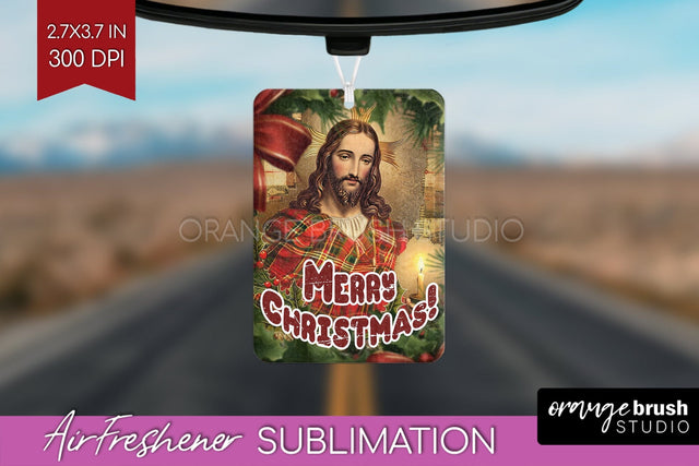 Vintage Christmas Air Freshener PNG - Xmas Car Freshener Sublimation OrangeBrushStudio 