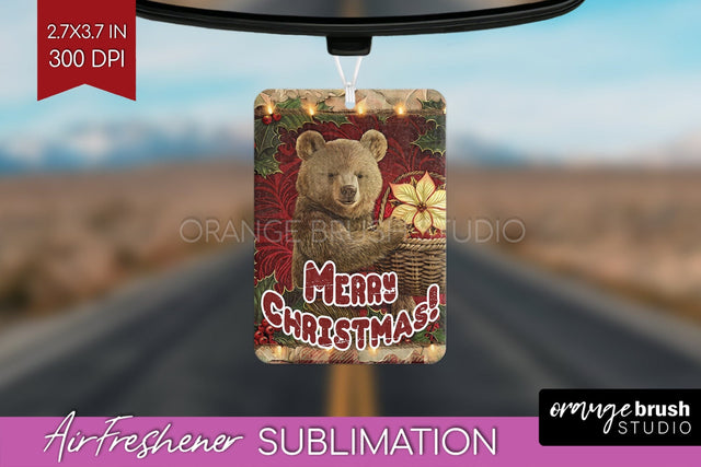 Vintage Christmas Air Freshener PNG - Xmas Car Freshener Sublimation OrangeBrushStudio 